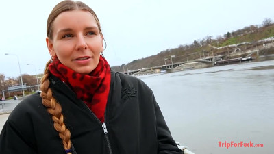 Cum inside a girl with a European braided hairstyle