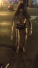 Naked girl in street on periscope