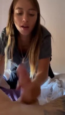 cute young girl swallowing after a handjob