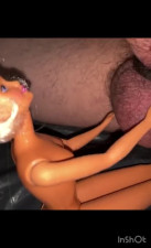 Naked Ballerina Barbie doll playing with my cock precum and facial cumshot