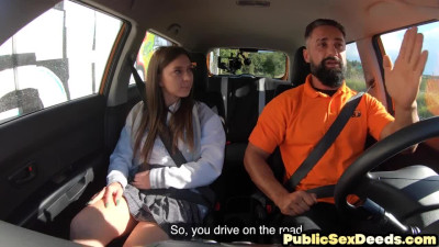 Public upskirt cuntride with driving teacher