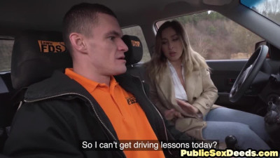 Mature driving learner seduce instructor