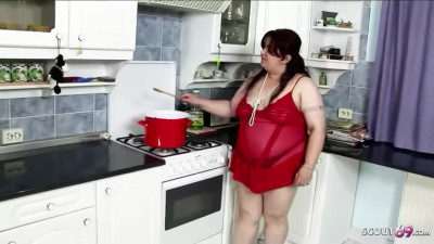 Chubby Fat Ugly Redhead Teen and Mature at Rare Lesbian Sex to Orgasm in kitchen