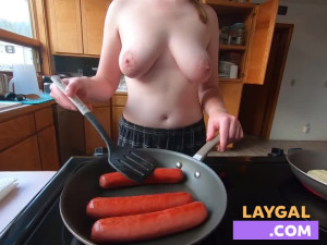 Big-Titted Housekeeper Handles 3 Sausages in BDSM Parody Video