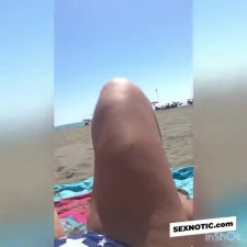 Smoking Latina with Big Tits at an Italian Beach