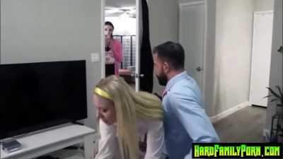 Caught Spanking his Blonde Teen StepDaughter