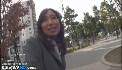 Japanese beauty in uniform accepts to get cum in mouth