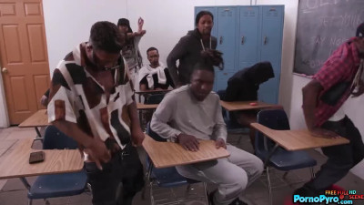 Skinny Brunette Teacher Kylie Rocket Blowbangs All Her Black Students