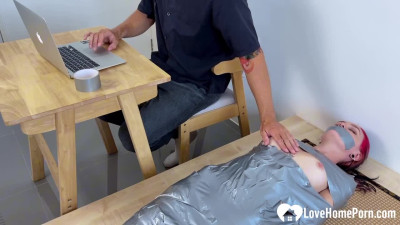 Completely Duct-Taped, I Tease and touch her