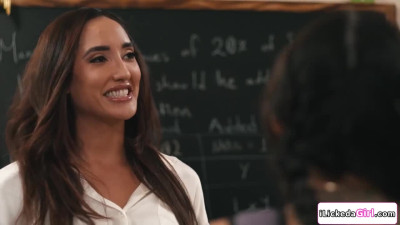 Lesbian teacher having threesome with student and stepmom