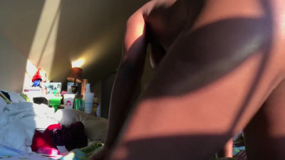 Ebony Solo Anal Play with a Toy
