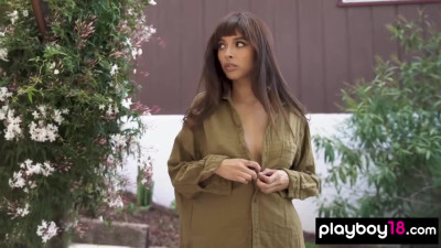 Glamorous all natural latina muse Steph reveals her perfect boobs outdoor