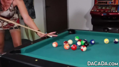 DaCada and Gina share a cock on the pool table