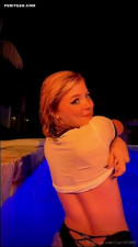 hot blonde girl shows her tits in the pool