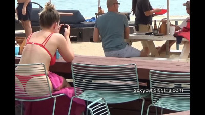 Red Thong Girl Filmed With Hidden Cam