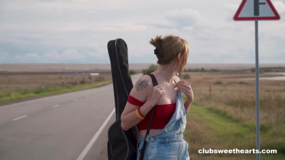 Olivia Trunk, Kira Viburn and Emma Korti back of camper van lesbian scene together