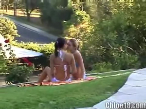 Petite lesbian teens lick each other out