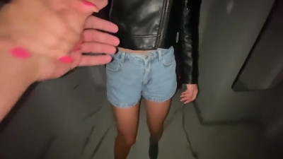 Super naughty girl get fucked with cum over Leather jacket after party n dirty talking