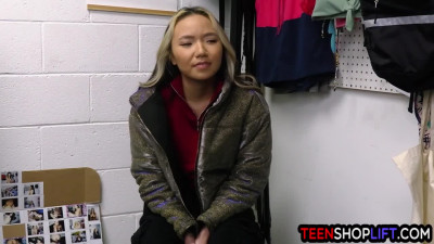 Asian teen shop employee Asia Lee stole a jacket but got busted today