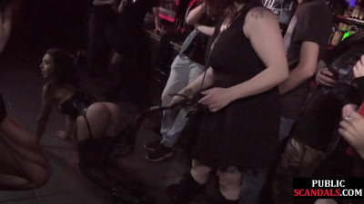 Slutty Latina public fucked n facialized in front audience