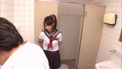 Hot college girl masturbates in men bathroom