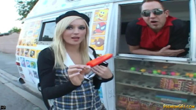 Hot Blonde Blowjob and Fucks in Icecream Van