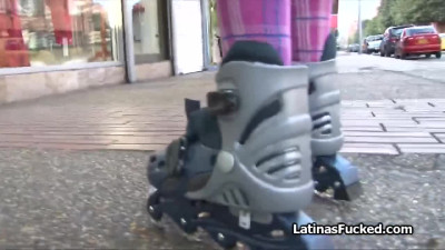 Latina roller skating the getting fucked