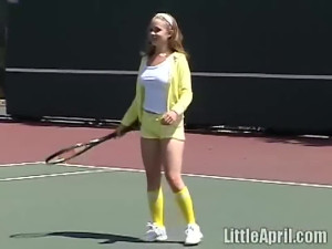 Teen masturbates outdoors after tennis