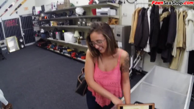 Big titted customer fucked by boss in pawnshop office