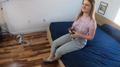 Cute Teen Gamer Loses Game Get Fucked By Daddy Eliza Eves