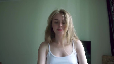 Blonde swallows a big dick on the couch TenoriTaiga POV BLOWJOB