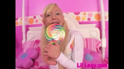 Lil Lexy rubbing pussy using Lollipop Masturbating Pussy