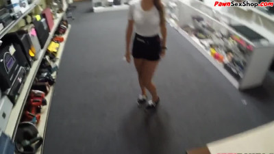 POV babe fucked by BWC in office of the pawnshop after BJ